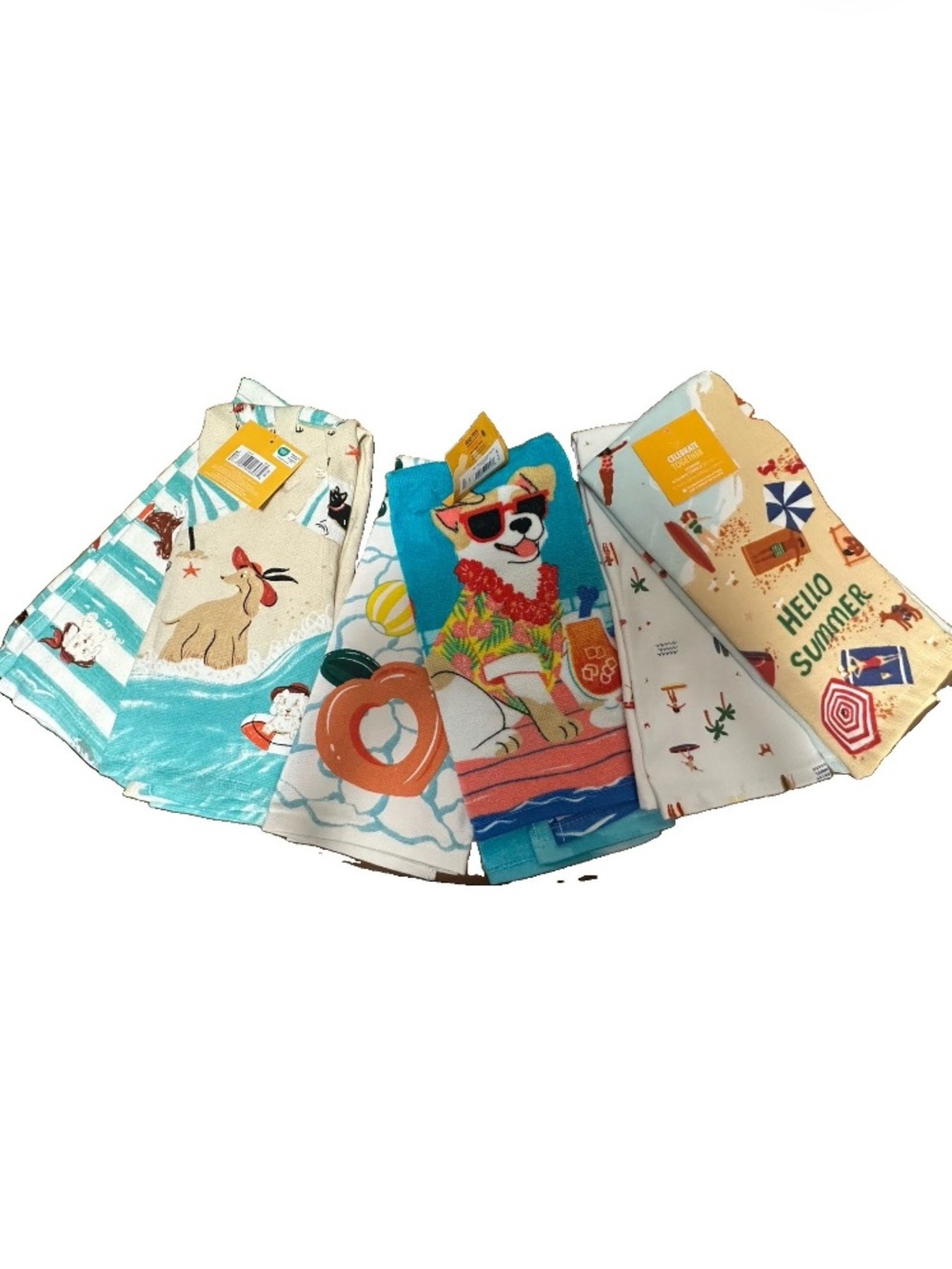 Kohl's Bright Blue Beach Towel with Sunglasses Dog Print
